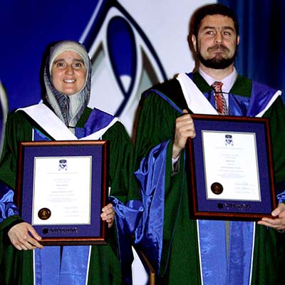 Maher Arar and Dr. Monia Mazigh with degrees