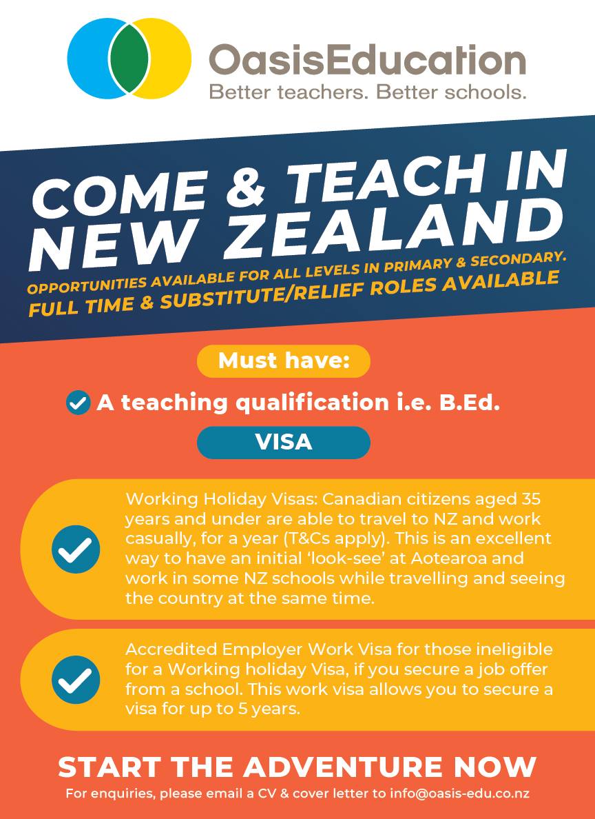 Oasis Education - Come and Teach in New Zealand