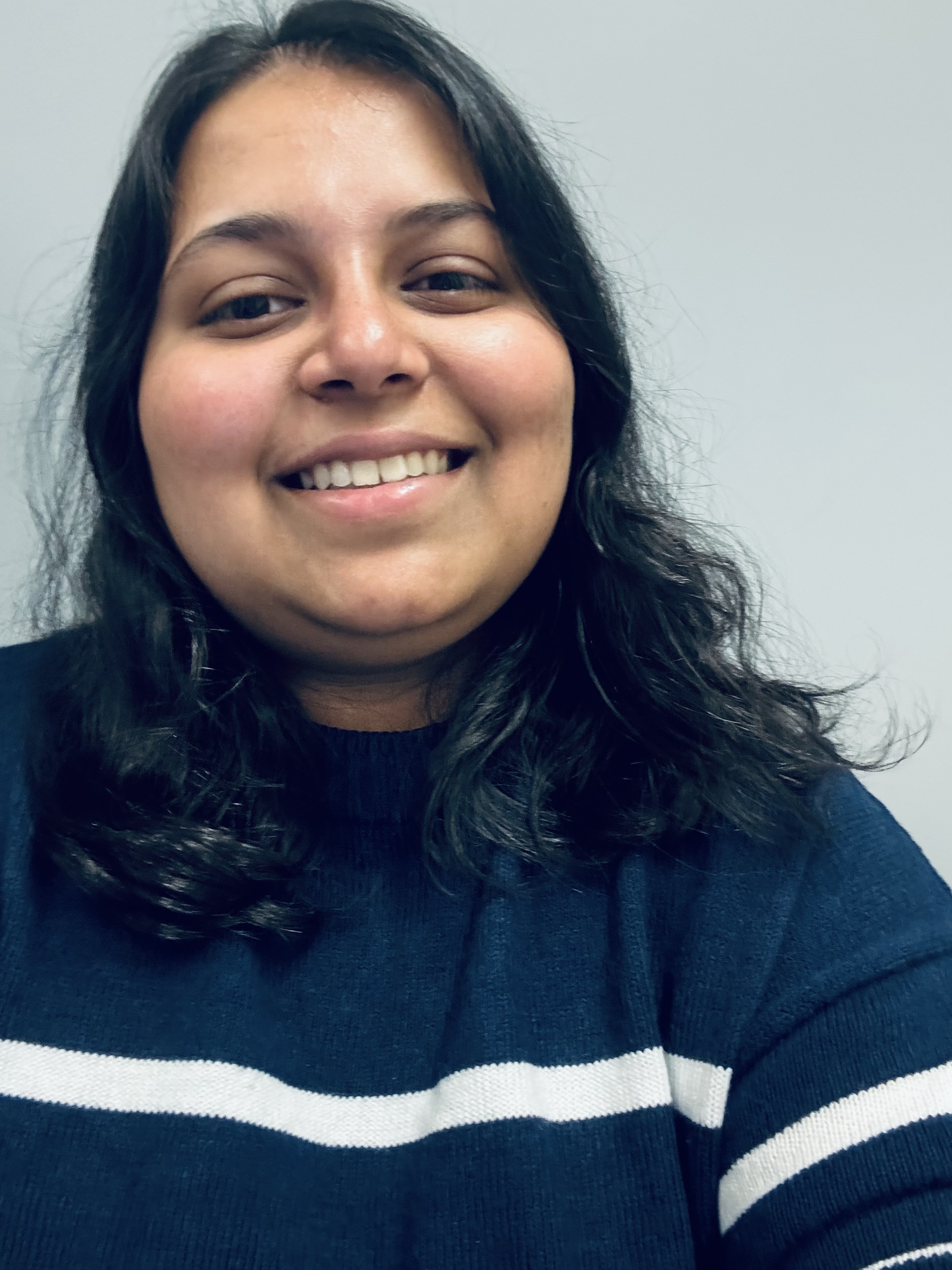 A woman selfie photo against a white background