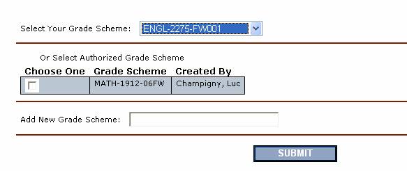 Gradebook grade scheme