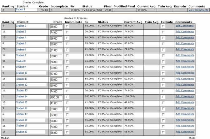 Gradebook modify table