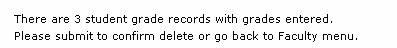 Gradebook Delete Grades message