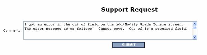 Gradebook support request