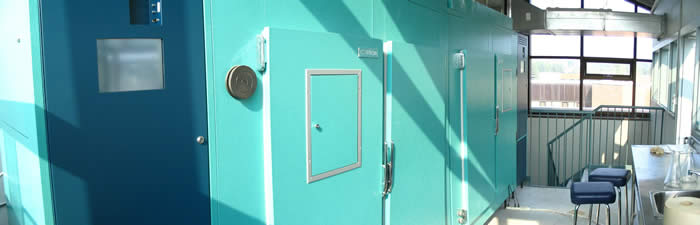 a panoramic view of the plant growth chambers