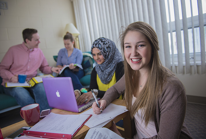 Students in residence room