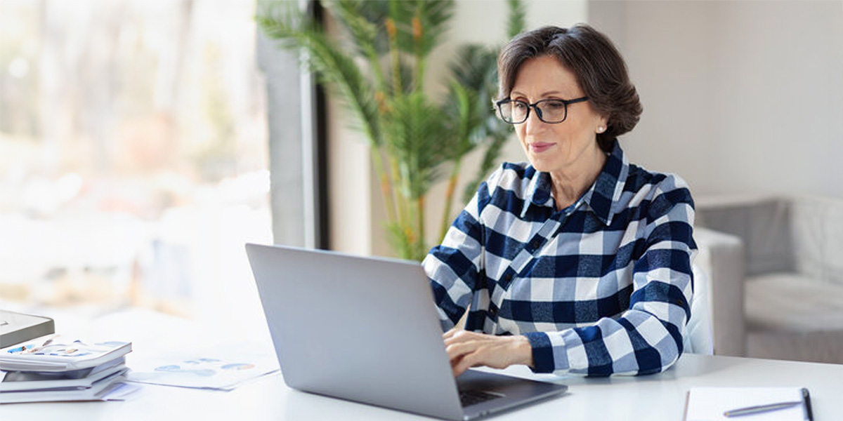 mature student at desk