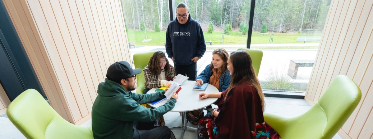 Students in study nook