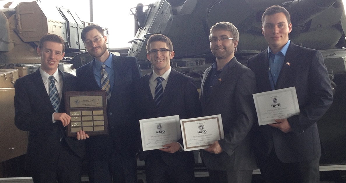 Nipissing University Political Science Association team at war museum