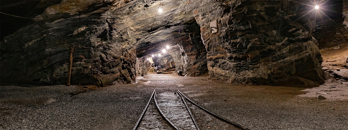 Image of an underground mining railway