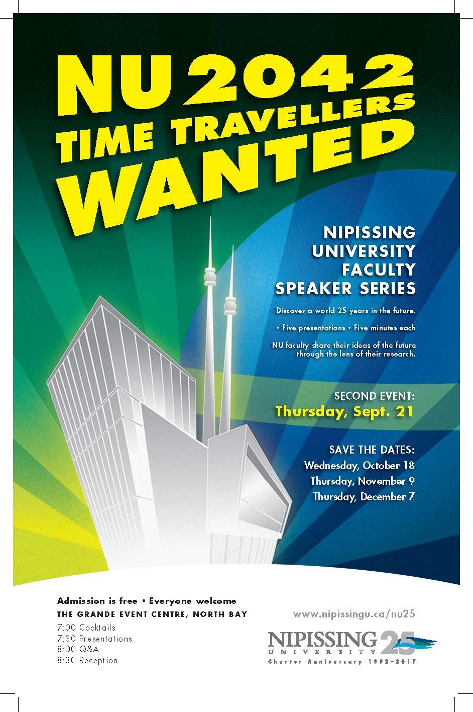 Photo of NU 25 speaker series poster