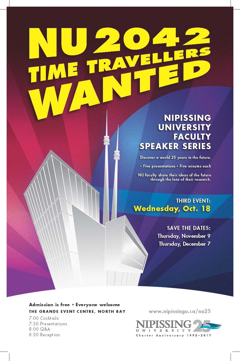 Photo of NU 25 speaker series poster