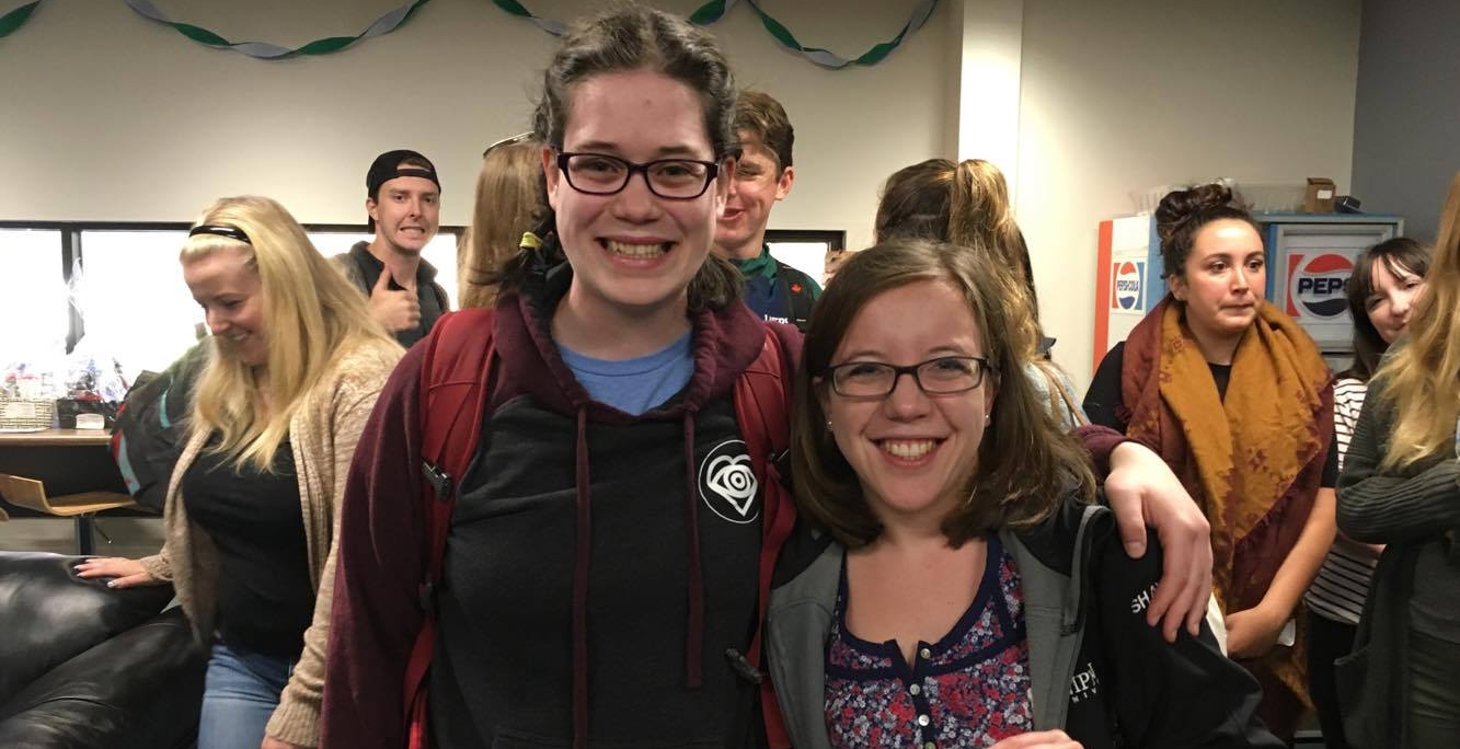Frances Kay and Rachel Shavrnoch new student lounge