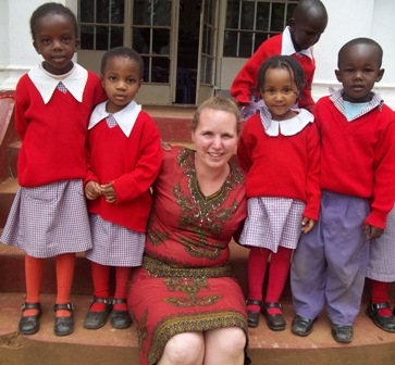 Kocsis with school children
