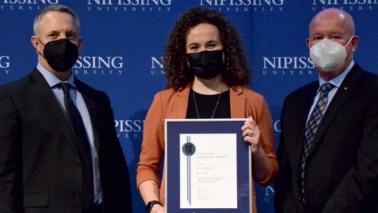 Sara Tetrault with President and Chancellor