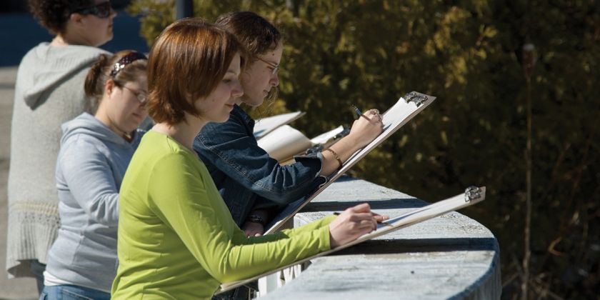 students at Monastery pond
