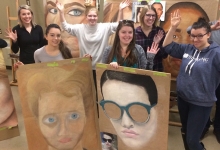 students with portraits