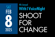 Shoot for Change 2025 Poster of two basketball players against a dark background