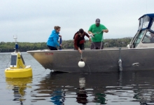 deploying buoys from boat
